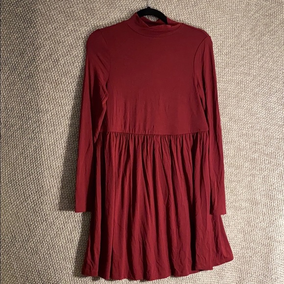 Asos Red Longsleeve Mockneck Dress - Picture 2 of 7